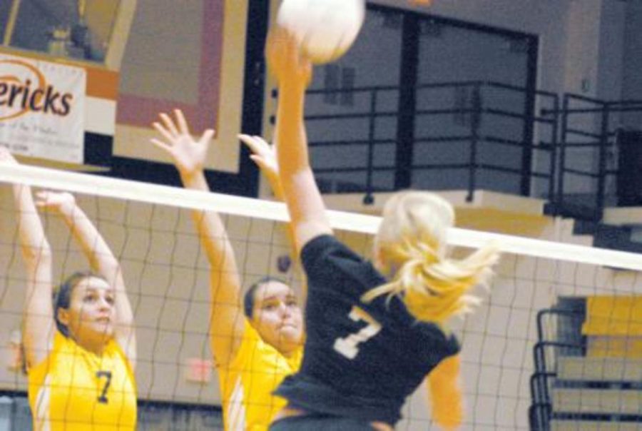 VenturaÂ´s Kristin Miller, in black completes one of her many kills in the PirateÂ´s strong offensive performance against College of the Canyons.