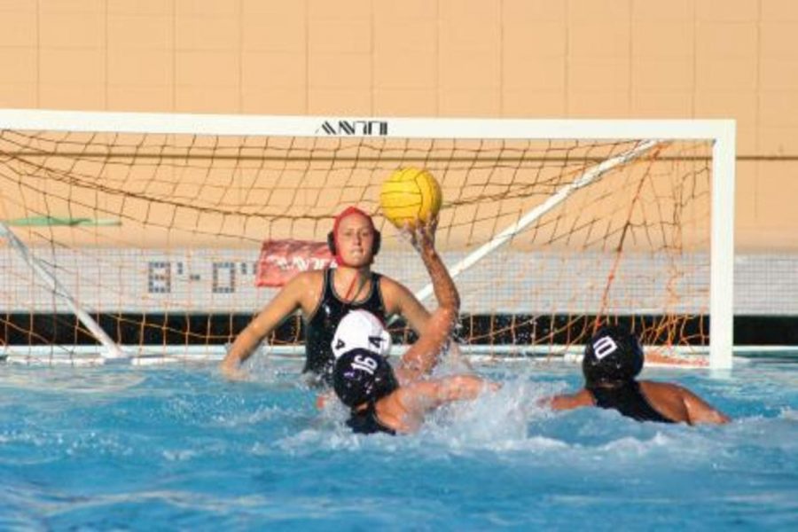 Sarah Shiver, a sophomore out of Buena, bullies her way through two defenders to score one of five Ventura goals vs. Riverside College.