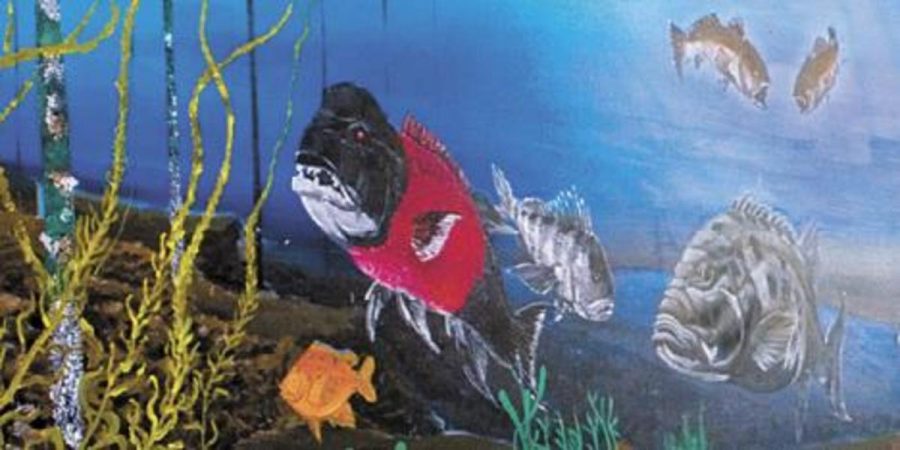 Above is a section of the mural at the Marine Education Center, painted by Oxnard College student Marenn Espiritu.