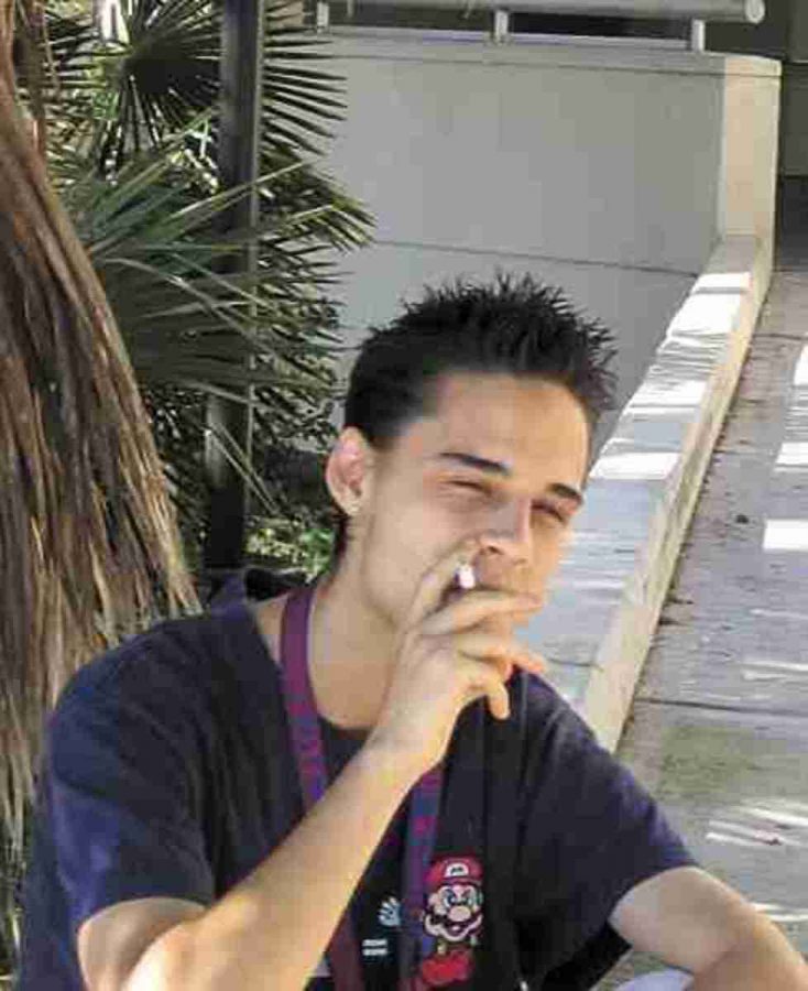 Casimir Jagiello, 21, embraces his last chance to smoke cigarettes on the Ventura College campus. 