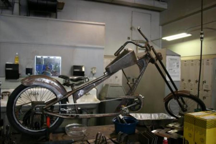 This chopper is one of two designed by the students in Mike ClarkÂ´s advanced welding class at Ventura College.