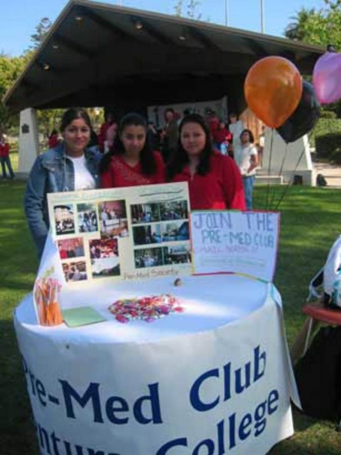 As on Club Day held on Feb. 14, Pre-medical Society President Norma Villalon, left, and fellow club members, will host a table on April 25 and 27.