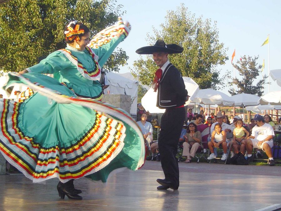 Vanessa Calderon and Sal Vasquez dance in the Ballet Folklorico Mestizo de Oxnard College at De Colores Art Festival in Santa Paula.
