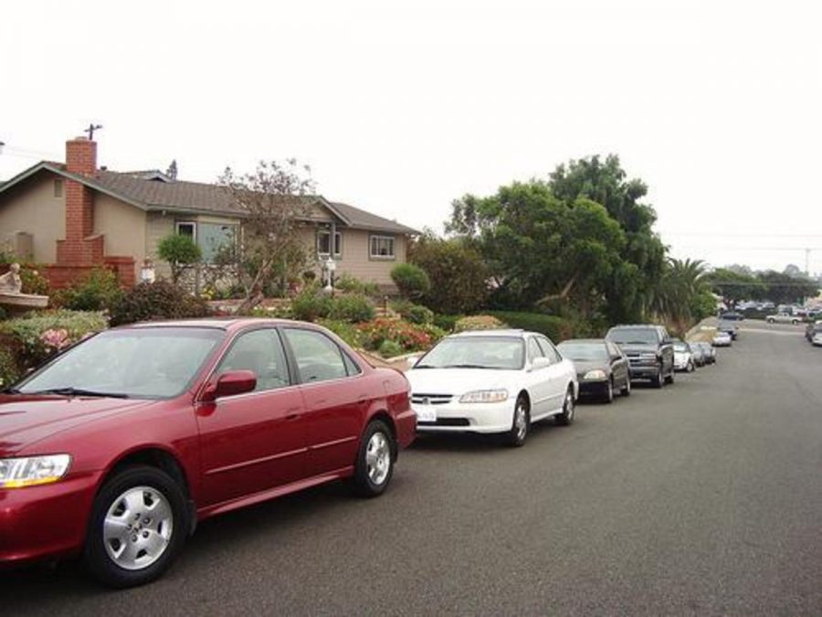 Students cars fill the streets of Ventura due to a lack of on-campus parking availability.