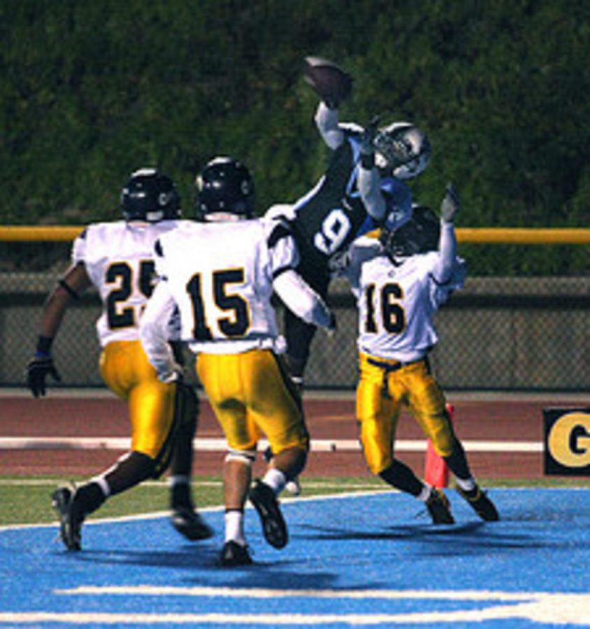 Chris Gant makes the catch for a touchdown in game against College of the Canyons Oct. 10, 2009.