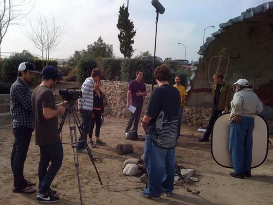 The Moorpark Film Department practices outside during the first rehearsal of the upcoming film Elena