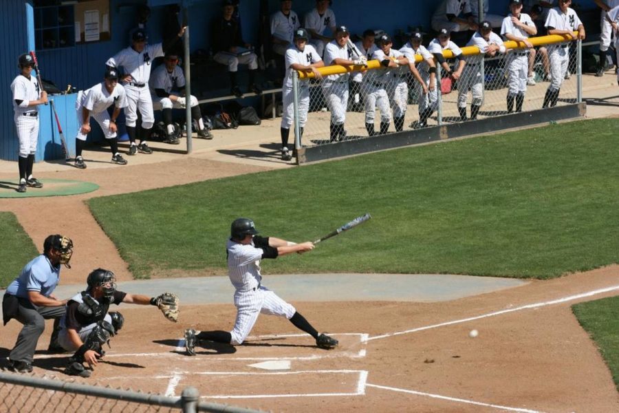 A Raiders player bats during a Western State Conference game against Santa Barbara City College March 16 at Raider Field.