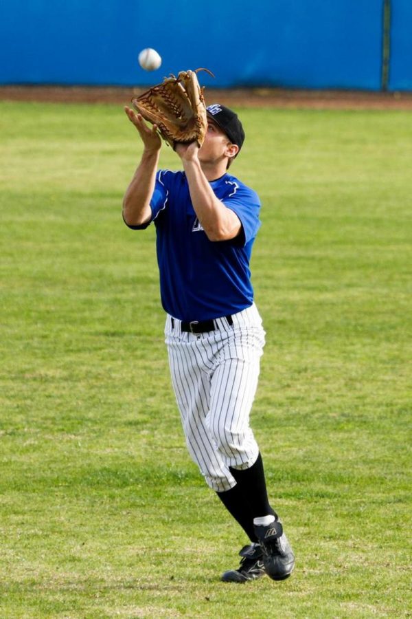 A Raiders' outfielder makes a catch during a Feb. 11 game against Gelndale College. The Raiders hope to make a push in conference play beginning March 9 against Allan Hancock.