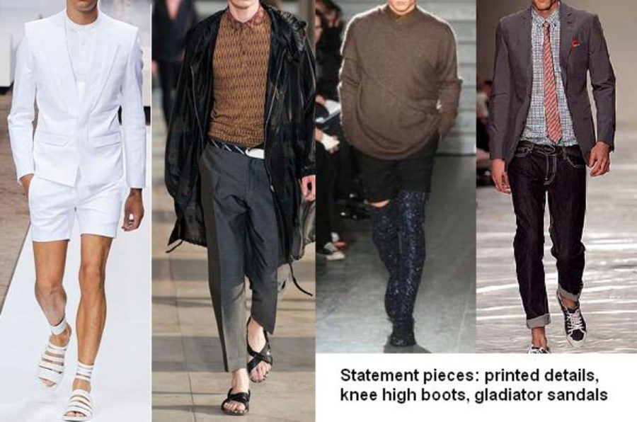 Mens fashion this spring is rife with printed details, knee-high boots and gladiator sandals.