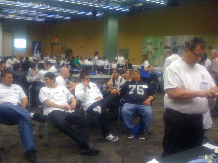 Culinary students await the results of their dishes.