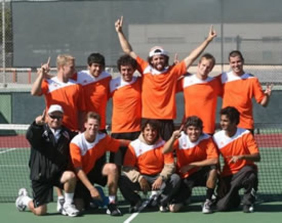 The Ventura College men's tennis team poses after winning the 2008 State Championship.