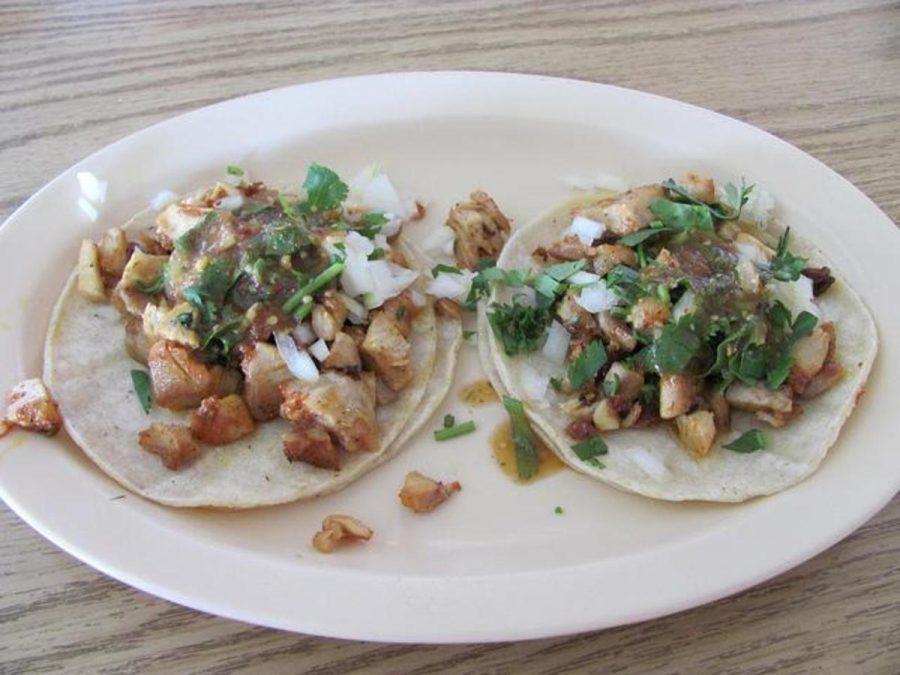 Two chicken tacos from Taqueria Jalisco #4 in Moorpark