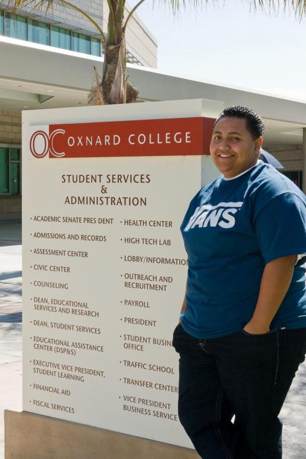 Student Ambassador Susana Covarrubias stands proudly at Student Services