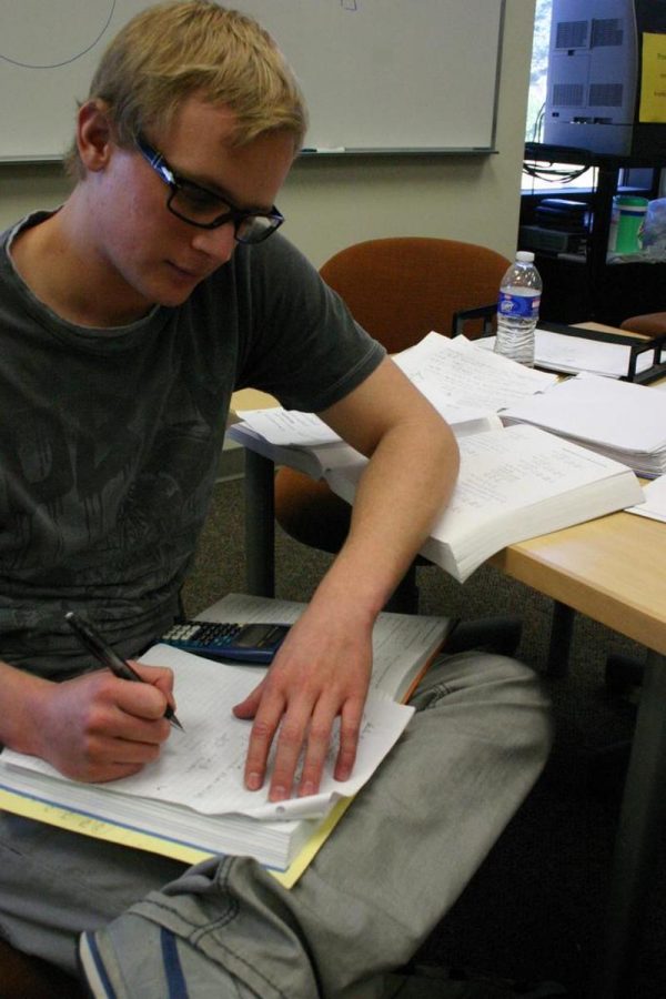 Alex Hudson, a 22-year-old business major, crams for finals week in the Moorpark College Learning Center.