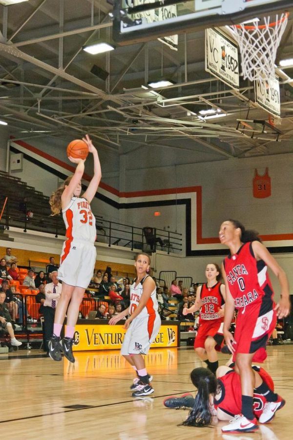 Forward Destinee Lafountain goes up on the elbow jumper for two points. Fountain had key defens for Ventura’s 68-52 victory February 9.