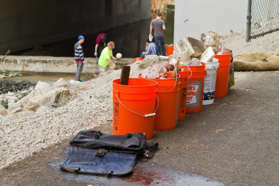 Some of the debris collected by Moorpark College students and others during the Simi Arroyo Cleanup project in Simi Valley on September 17, 2011. The project was one of many Ventura County coastal and inland sites that were part of the California Coastal Cleanup Day. 