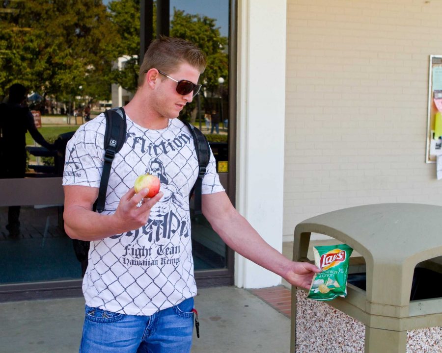 Student Tyler Diprima chooses his snack at Moorpark College on September 22, 2011. The Moorpark College Health Center offers free nutrition counseling.