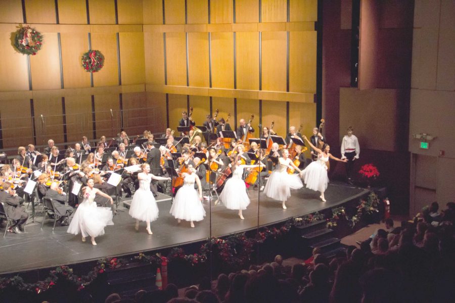 Dancers peform to the school's Symphony Orchestra 