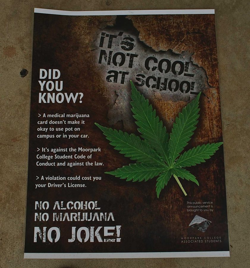 Posters were placed around campus informing students that smoking marijuana on campus is no joke. 