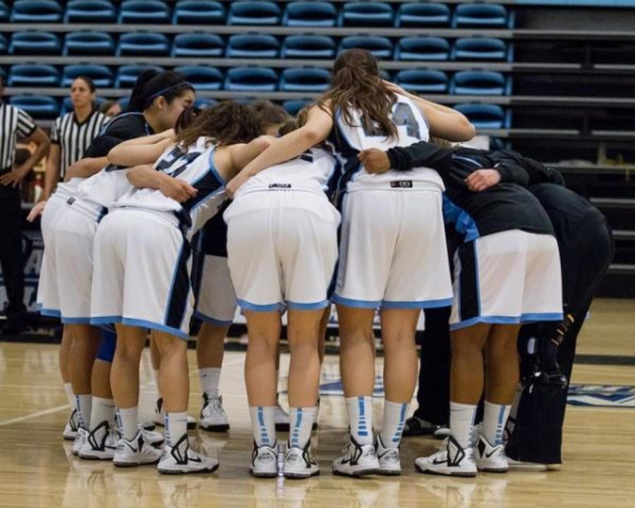 Women Raiders get ready to play against Mt. San Jacinto on March 9.