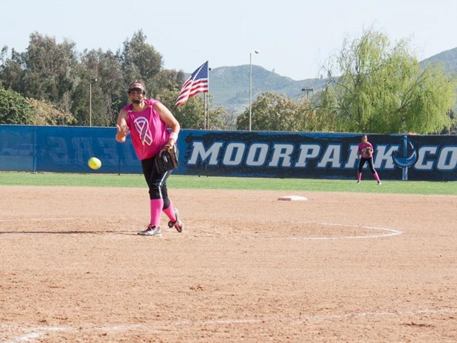 Marti Lewis pitching for the Raiders on March 23.