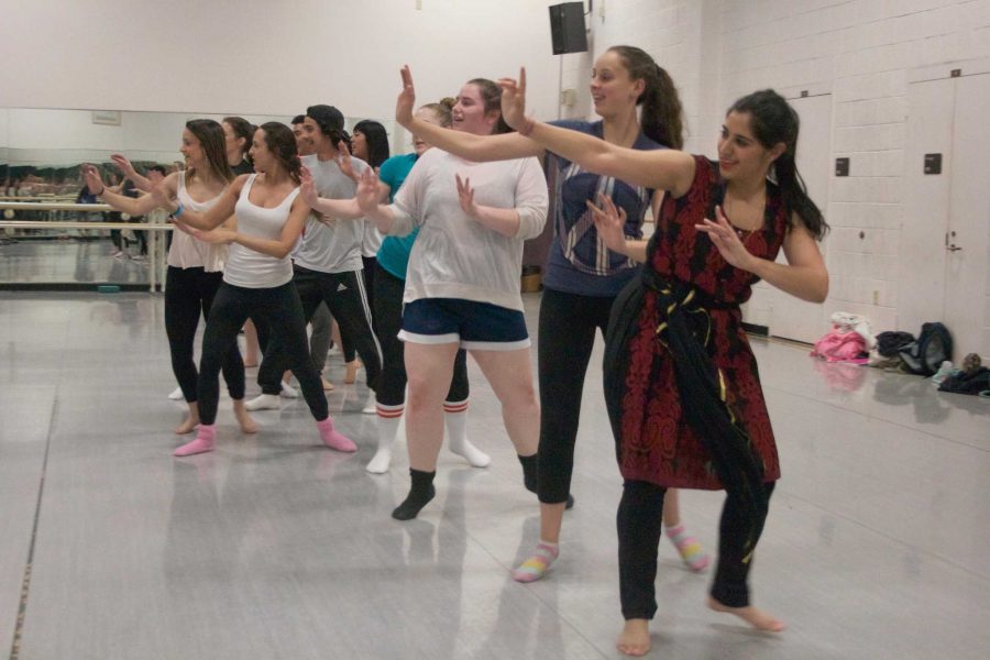 Students stomp all over the dance floor learning Bollywood and Bhangra style dance and experiencing Indian culture as they follow along with Komal Tejwani.