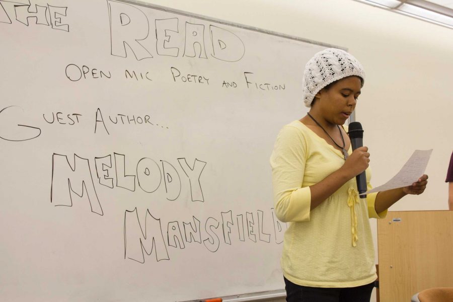 Melissa Rigaud, 20, undecided major, read a poem of her authorship this past Oct. 16 at The Read.