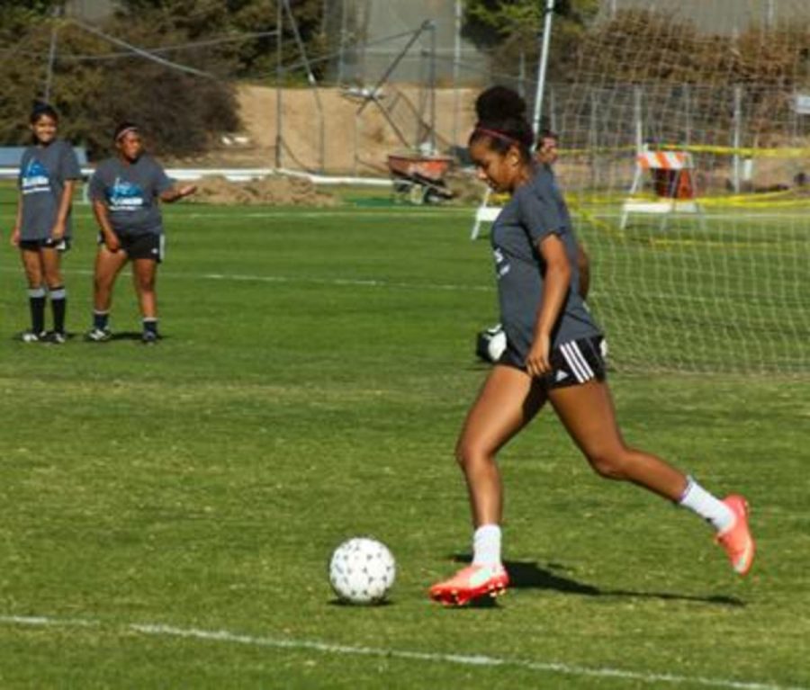 Olivia Hicks works on her shot during a practice at Moorpark.
