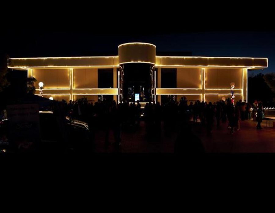 The Moorpark College Library illuminated for the first ever Holiday Lights celebration in 2011.