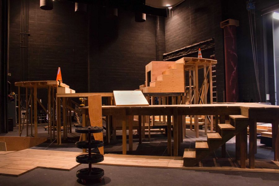 Construction continues on the set for Pirates of Penzance in The Performing Arts Center at Moorpark College.The play is due to open on Mar. 13, 2014.
