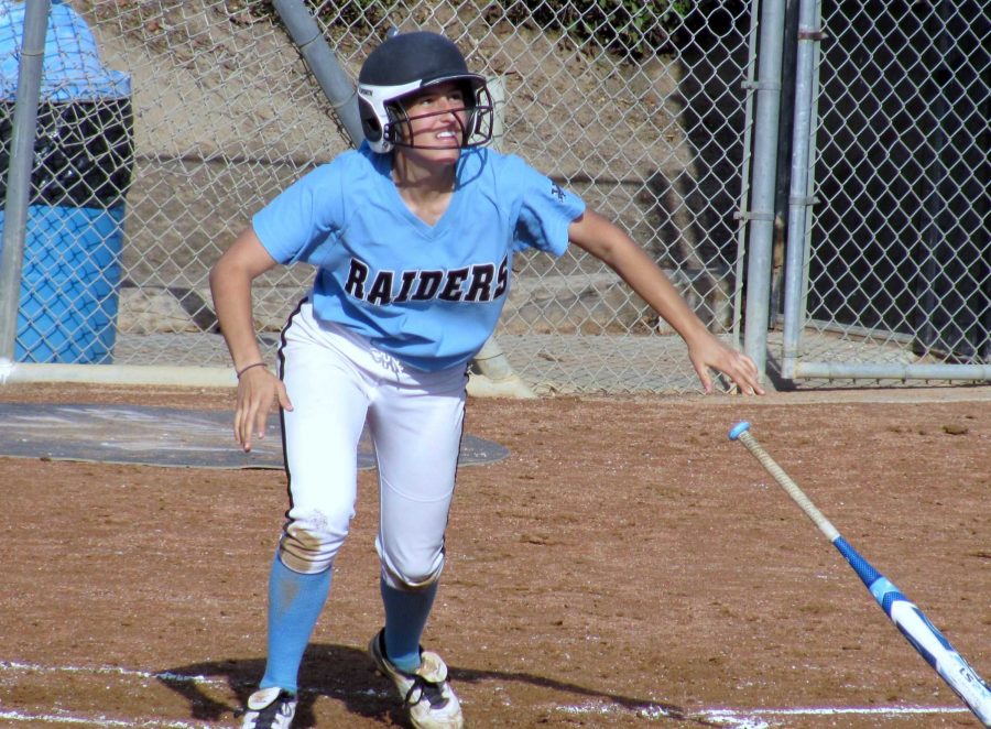 Brittany+Reed+of+Moorpark+College+hit+a+home+run+Tuesday+Mar.+4%2C+against+LA+Canyon.+They+would+go+to+lose+15-7+to+LA+Canyon.