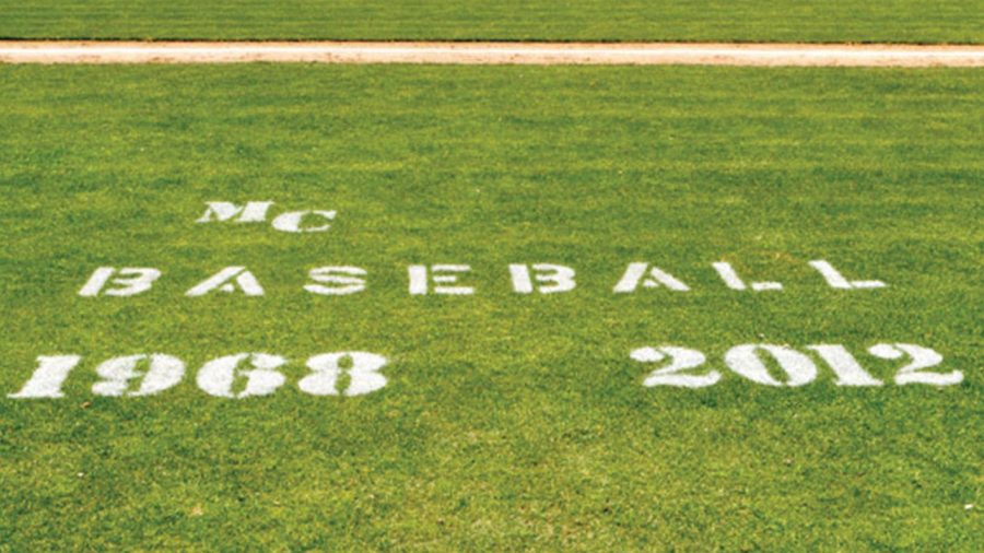 Located on  the unused Baseball field, this marker serves to remind everyone of the 2012 budgets cuts which resulted in the demise of eight sports programs, including Baseball.