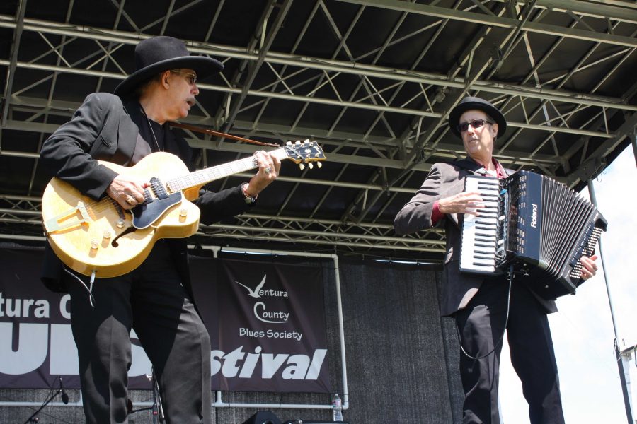 Lightnin Willie (right) and Otis Gurwell (left) during the Ventura County Blues Festival on April 26. Lightnin Willie and the Poorboys won the 2013 Ventura County Blues Society Band Challenge. Photo credit: ariana duenas