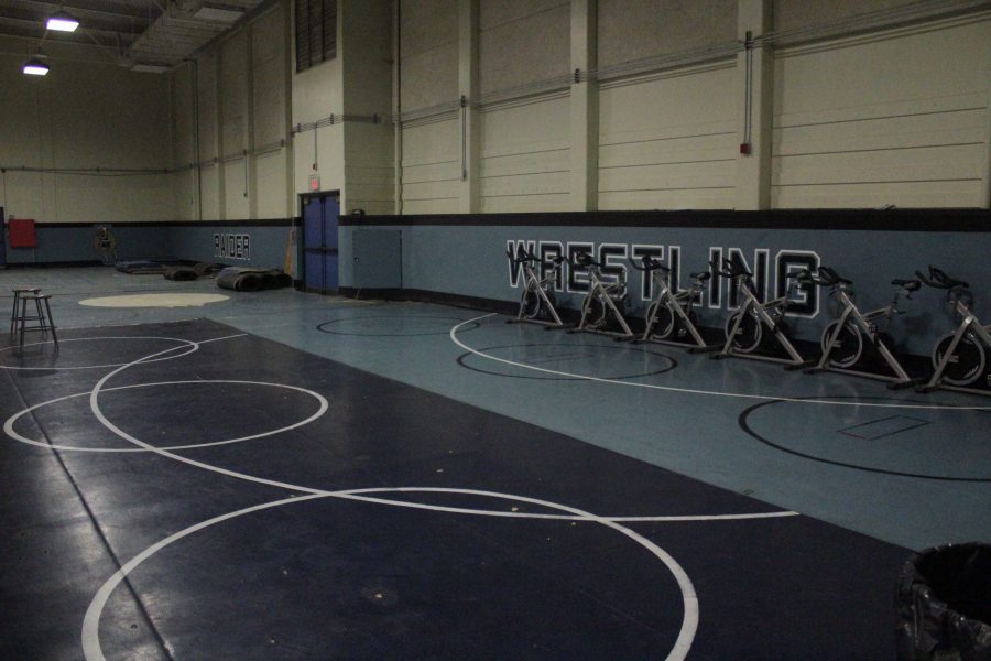 The wrestling practice area sits unused since the program was cut in 2008. Photo credit: Chase Oliver