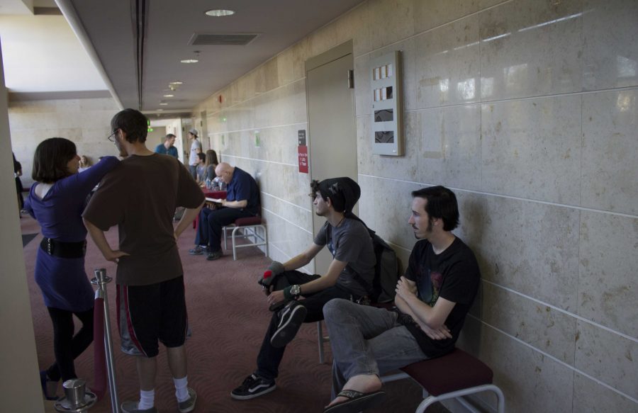 Students wait to audition outside the Performing Arts Center main stage. Photo credit: Samantha Wulff