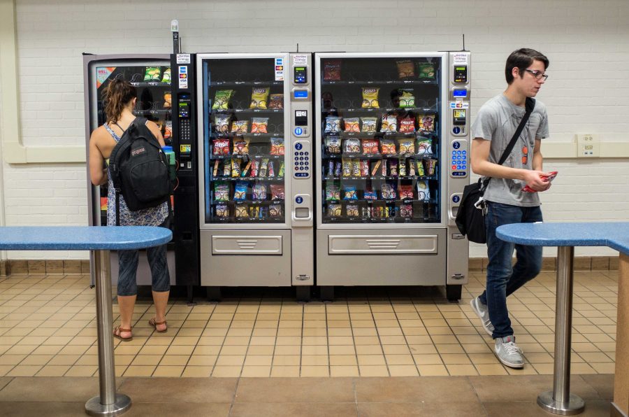 Students get snacks from the vending machines in the Moorpark College cafeteria. Photo credit: Travis Wesley