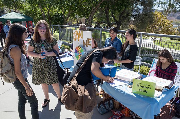 Moorpark students gather around the Honor Club table during Club Rush on Oct. 7.