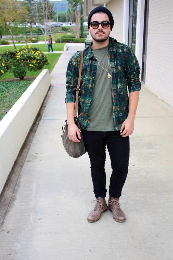 Graphic design major, Forrest Holt, gearing up for the upcoming spring fashion season. Photo credit: Amanda Galvez