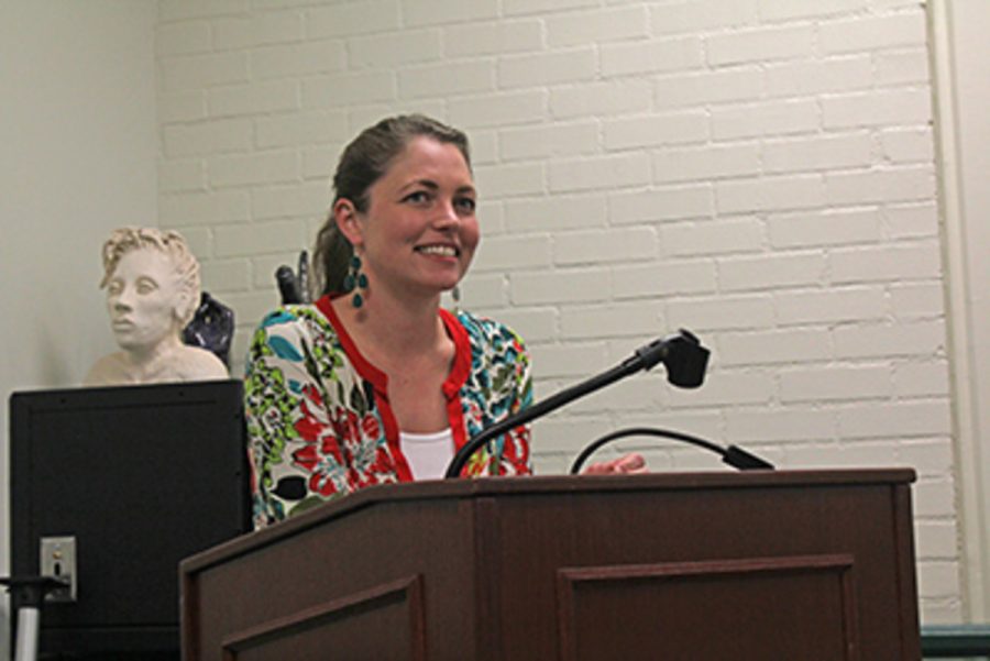 Hannah Wehr discusses her book Thugness Is a Virtue. Wehr came to Moorpark on Monday. Photo credit: Chase Oliver