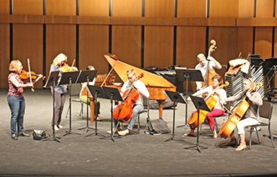 Members of the Moorpark College String Ensemble rehearse prior to their show. Photo credit: Amanda Galvez