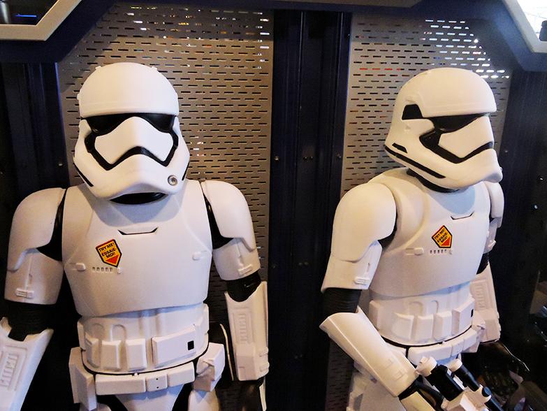Storm Trooper models on display  at Disneyland’s “Star Wars” gift shop. Photo credit: Bridget Fornaro