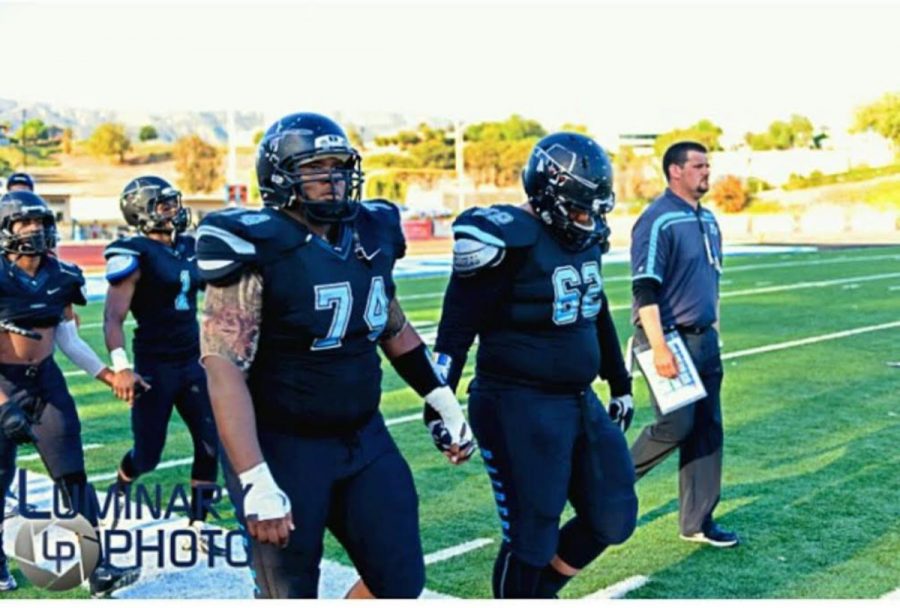 Moorpark College Raider football team heading out to the field to play their home opener. 
Photo Credit: Moorpark College Raider football Instagram page.
