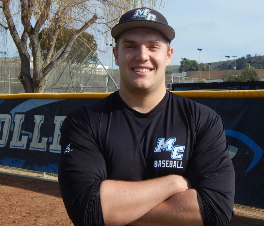 Freshman+pitcher%2C+Daniel+Cipriano%2C+19%2C+a+2014+graduate+from+Agoura+High+School%2C+says+he+also+likes+to+bat%2C+and+is+excited+to+be+contributing+to+the+Raiders+squad+this+season.+Photo+credit%3A+Brian+King
