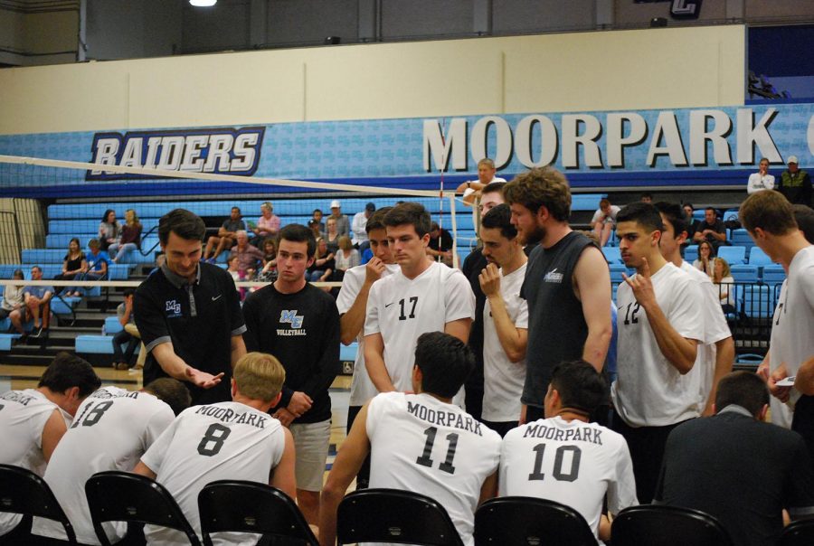 Coach Aaron Hedland, during the last timeout before Moorpark won the game.