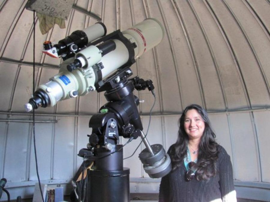 Professor Farisa Morales at the Charles Temple Observatory. Photo credit: Elliott Keegan