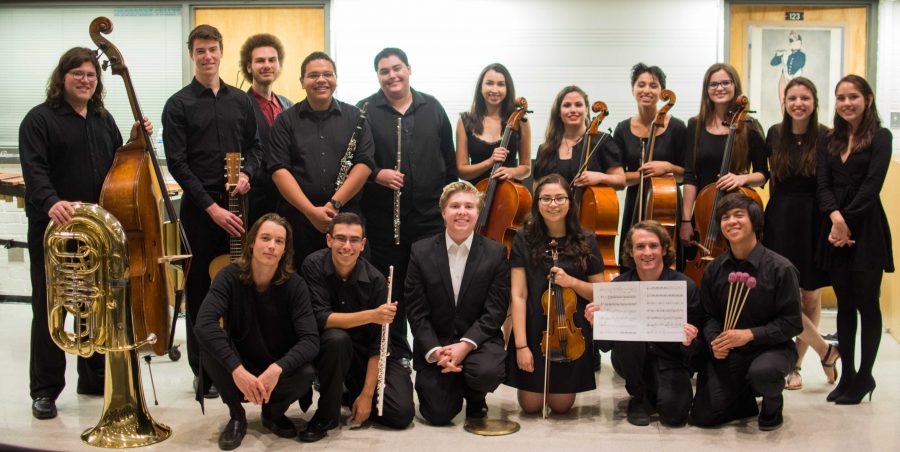 Moorpark Colleges Music Association Club proudly pose after performing a second successful night of music on April 16. The Music Association performed six pieces, each individually written by students of the club. Photo credit: Gabrielle Biasi