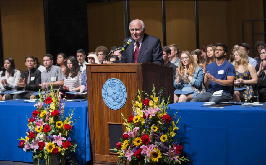 David Mirisch, Moorpark College Foundation director, speaks at the scholarship ceremony Monday, May 2 in the Performing Arts Center. Photo credit: Lonnie Estrella