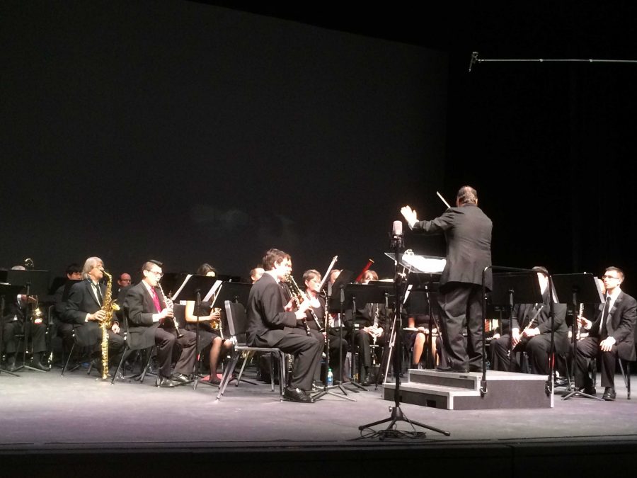 The Moorpark College Wind Ensemble performing during Music For A Sunday Afternoon conducted by Brendan McMullin on May 15 in the PAC. Photo credit: Kristen Schulte