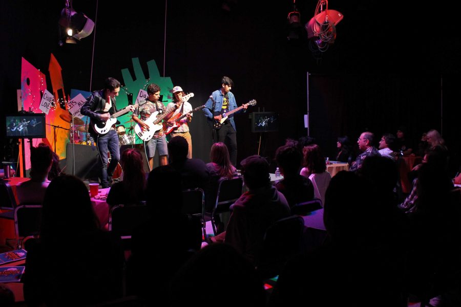 The Moorpark College based band, The FM-40s, perform a set at Club M Improv on Tuesday, May 3. Photo credit: Janett Perez