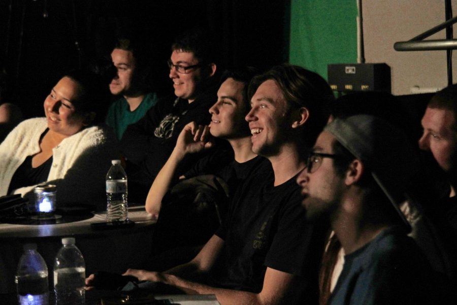 Moorpark College students laughing at the comedic comments during Club M Improv: Atomic Comedy. Photo credit: Janett Perez